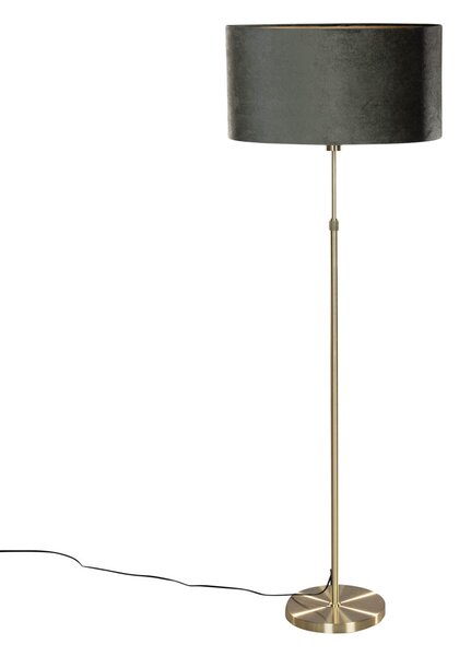 Stojacia lampa zlatá s oválnym zamatovým tienidlom zelená 50 cm - Parte