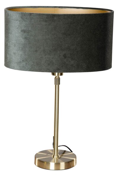 Stolová lampa zlatá s oválnym zamatovým tienidlom zelená 35 cm - Parte