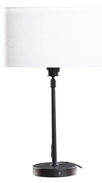 Stolová lampa čierna s oválnym ľanovým tienidlom bielym 35 cm - Parte