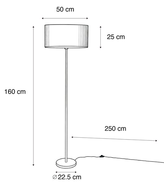 Stojacia lampa mosadz s oválnym zamatovým tienidlom zelená 50 cm - Simplo