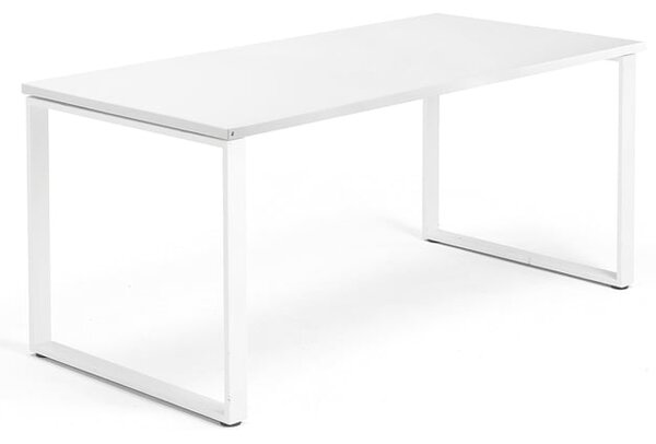 Kancelársky pracovný stôl QBUS, O-rám, 1600x800 mm, biela/biela