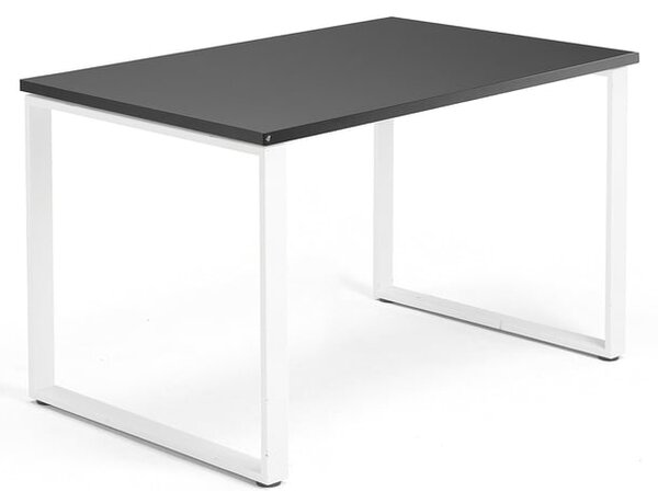 Kancelársky pracovný stôl QBUS, O-rám, 1200x800 mm, čierna/biela