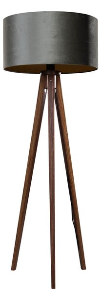 Stojacia lampa na troch nohách z orechového dreva so zeleným zamatovým tienidlom 50 cm - Tripod Classic