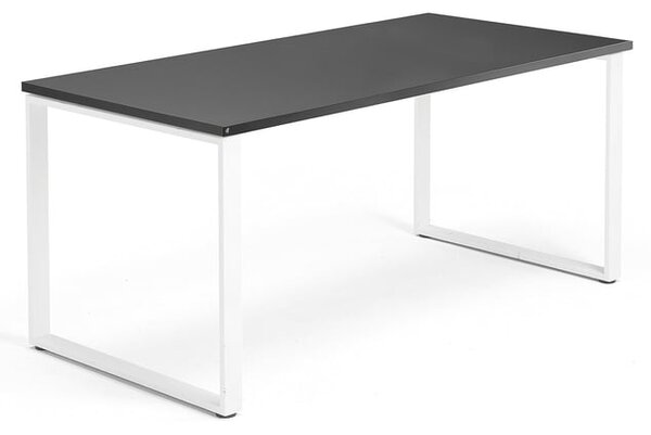 Kancelársky pracovný stôl QBUS, O-rám, 1600x800 mm, čierna/biela