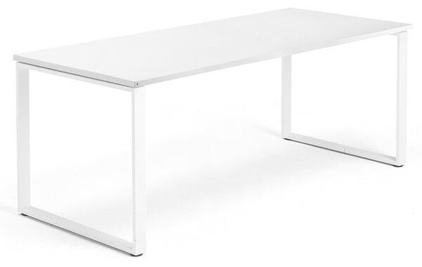 Kancelársky pracovný stôl QBUS, O-rám, 1800x800 mm, biela/biela