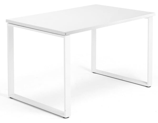 Kancelársky pracovný stôl QBUS, O-rám, 1200x800 mm, biela/biela