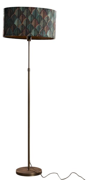 Stojacia lampa bronzová s oválnym zamatovým tienidlom s dizajnom listov 50 cm - Parte