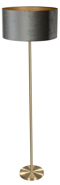 Stojacia lampa mosadz s velúrovým tienidlom zelená 50 cm - Simplo