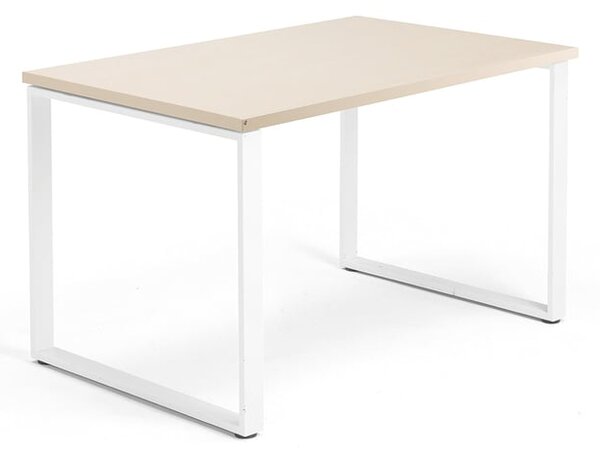 Kancelársky pracovný stôl QBUS, O-rám, 1200x800 mm, breza/biela