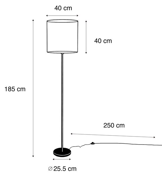 Stojacia lampa čierna s tienidlom z taupe zamatu 50 cm - Simplo