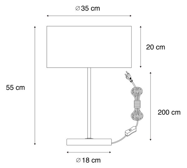 Stolová lampa mosadz s hnedým zamatovým tienidlom 35 cm - Kaso