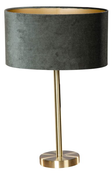 Stolová lampa mosadz s oválnym zamatovým tienidlom zelená 35 cm - Simplo