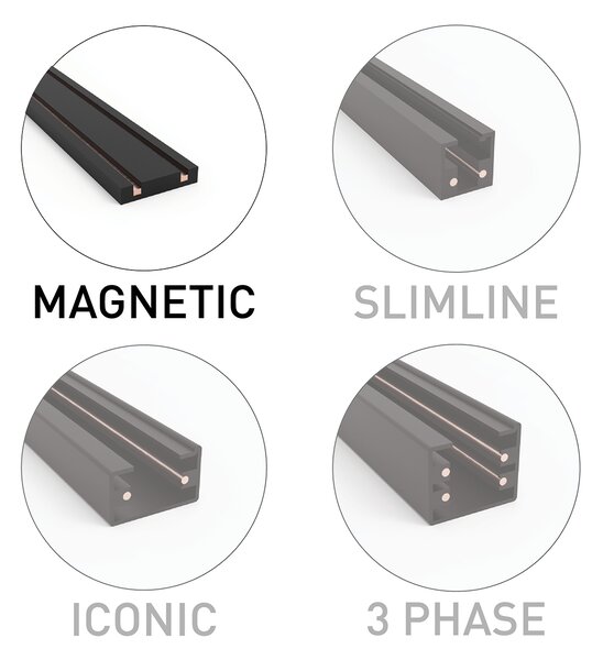 Moderné čierne bodové svetlo pre 1-fázový koľajnicový systém 9W 3000K - Magnetic Gert