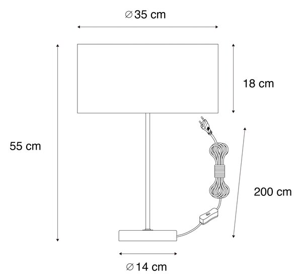 Stolová lampa mosadz s oválnym zamatovým tienidlom zelená 35 cm - Simplo