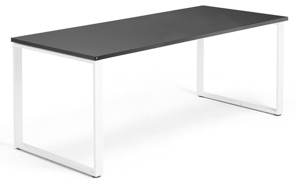 Kancelársky pracovný stôl QBUS, O-rám, 1800x800 mm, čierna/biela