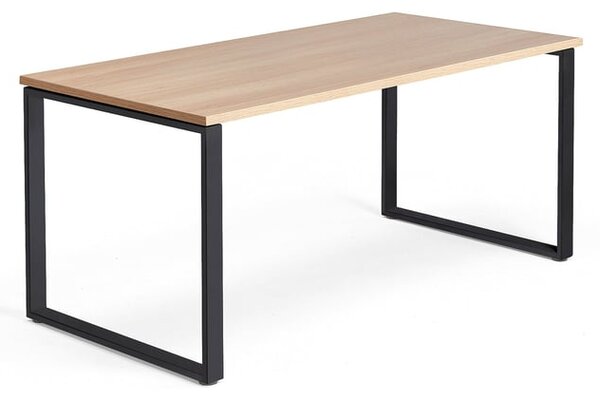 Kancelársky pracovný stôl QBUS, O-rám, 1600x800 mm, dub/čierna