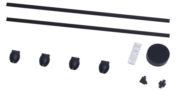 Moderný koľajnicový systém s 4 čiernymi bodovými svetlami 1-fázový - Magnetic Zagaye
