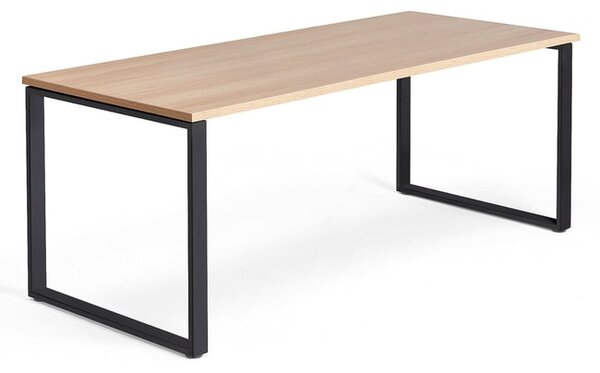 Kancelársky pracovný stôl QBUS, O-rám, 1800x800 mm, dub/čierna