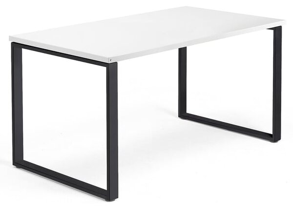 Kancelársky pracovný stôl QBUS, O-rám, 1400x800 mm, biela/čierna