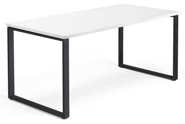 Kancelársky pracovný stôl QBUS, O-rám, 1600x800 mm, biela/čierna