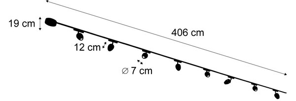 Moderný koľajnicový systém s 8 čiernymi bodovými svetlami 1-fázový - Magnetic Eggy