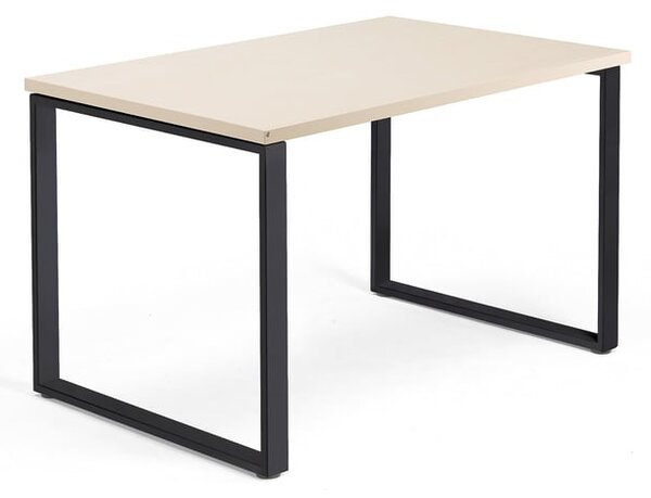 Kancelársky pracovný stôl QBUS, O-rám, 1200x800 mm, breza/čierna