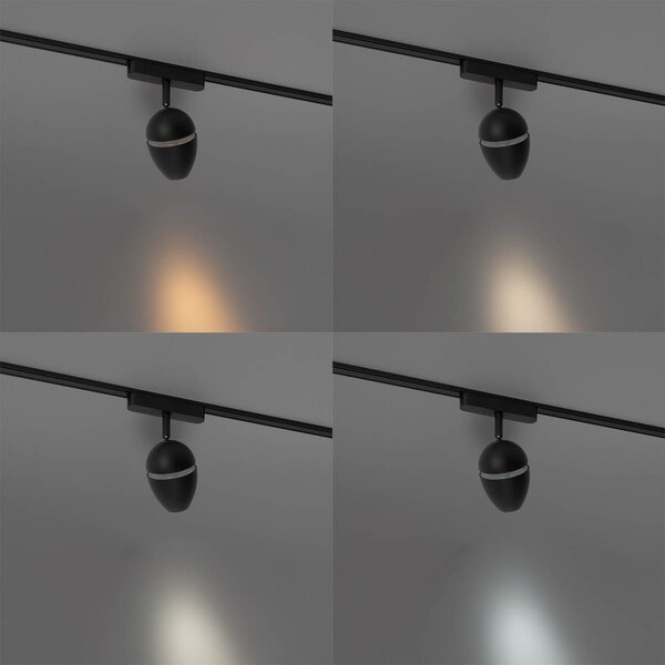 Moderné čierne bodové svetlo pre 1-fázový koľajnicový systém vrátane LED - Magnetic Eggy