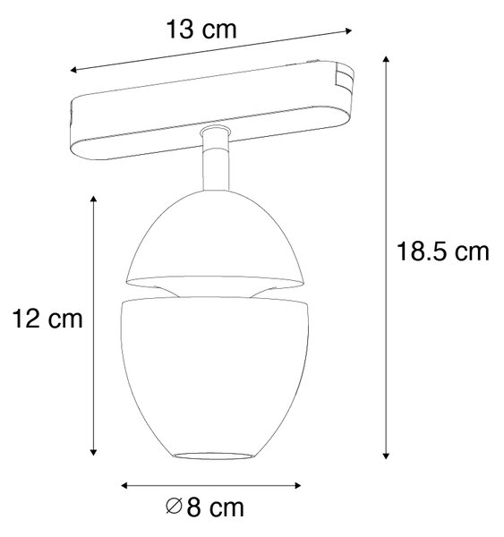 Moderné čierne bodové svetlo pre 1-fázový koľajnicový systém vrátane LED - Magnetic Eggy