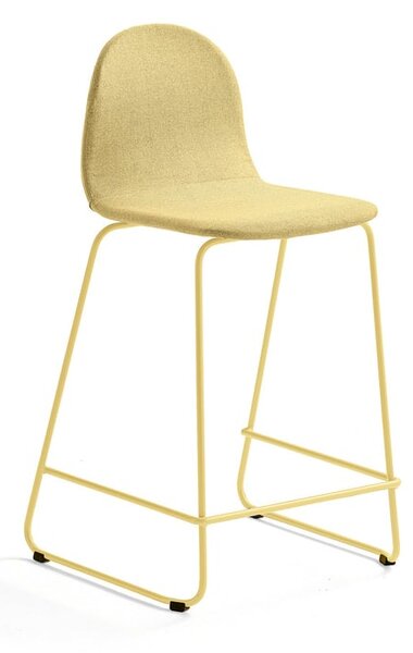 Barová stolička GANDER, s klzákmi, výška sedu 630 mm, čalúnená, horčicová
