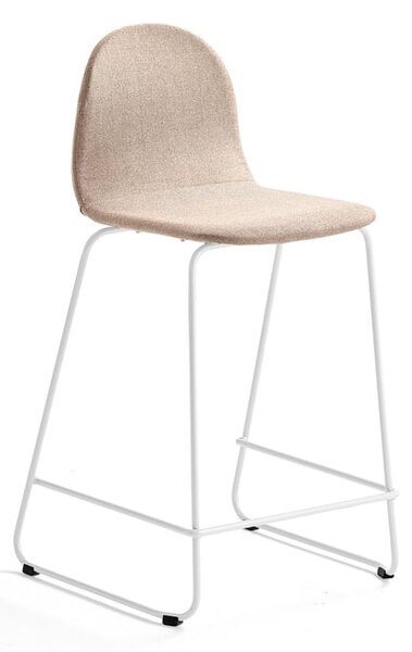 Barová stolička GANDER, s klzákmi, výška sedu 630 mm, čalúnená, béžová