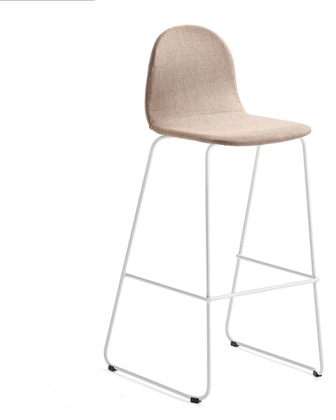 Barová stolička GANDER, s klzákmi, výška sedu 790 mm, čalúnená, béžová