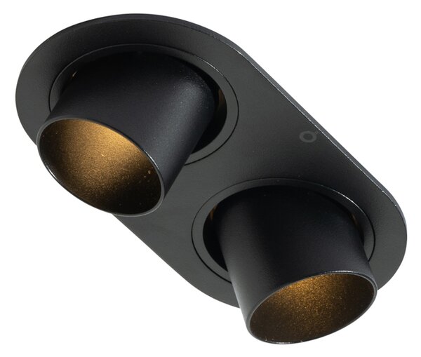 Okrúhle zapustené bodové svetlo čierne GU10 35 mm výkyvné 2-svetlo - Installa