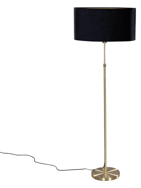 Stojacia lampa zlatá s oválnym zamatovým tienidlom čiernym 50 cm - Parte