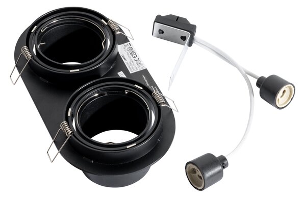 Okrúhle zapustené bodové svetlo čierne GU10 70 mm výkyvné 2-svetlo - Installa