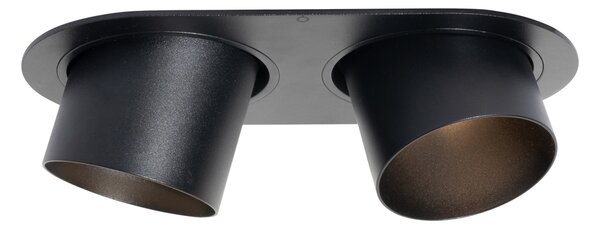 Okrúhle zapustené bodové svetlo čierne GU10 70 mm výkyvné 2-svetlo - Installa