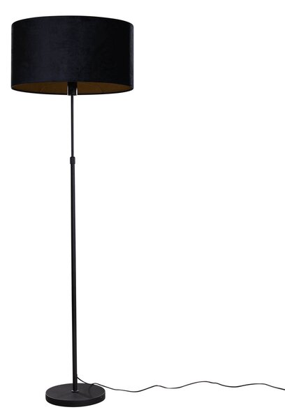 Stojacia lampa čierna s oválnym zamatovým tienidlom 50 cm - Parte