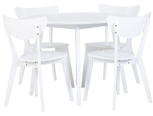 Jedálenská súprava biely okrúhly stôl MDF so 4 stoličkami, sada kuchynského nábytku