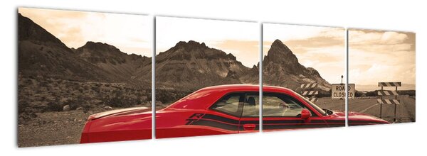 Červené auto - obraz (Obraz 160x40cm)