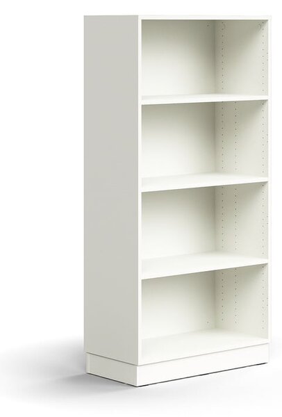 Knižnica QBUS, 3 police, so soklom, 1636x800x400 mm, biela