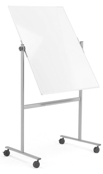 Biela magnetická tabuľa s kolieskami DORIS, obojstranná, 1005x1205 mm