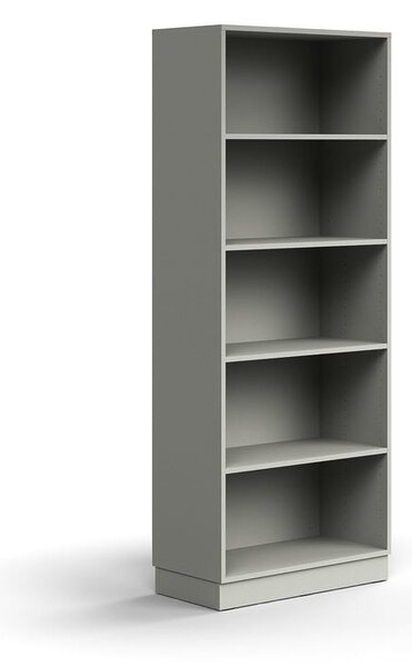 Knižnica QBUS, 4 police, so soklom, 2020x800x400 mm, svetlošedá