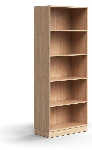 Knižnica QBUS, 4 police, so soklom, 2020x800x400 mm, dub