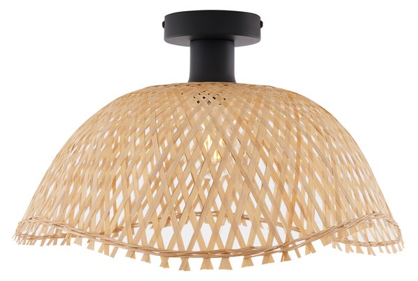 Art Deco stropné svietidlo čierne s prírodným bambusom 40 cm - Alka