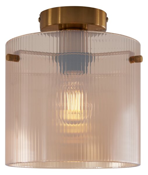 Art Deco stropné svietidlo mosadz s jantárovým sklom - Laura