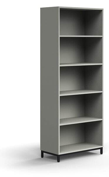 Knižnica QBUS, 4 police, na nožičkách, 2020x800x400 mm, čierna, svetlošedá