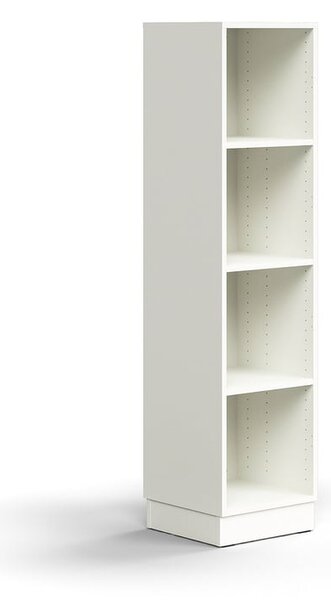 Knižnica QBUS, 3 police, so soklom, 1636x400x400 mm, biela