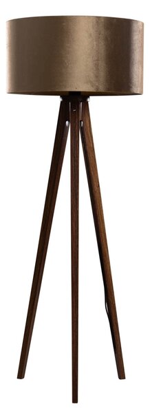 Stojacia lampa na trojnožke z orechového dreva s bronzovým zamatovým tienidlom 50 cm - Tripod Classic