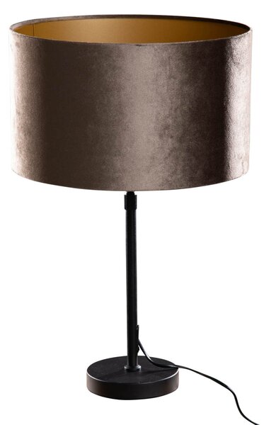 Stolná lampa čierna so zamatovým tienidlom hnedá 35cm - Parte