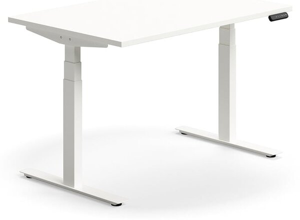 Výškovo nastaviteľný stôl QBUS, rovný, 1200x800 mm, biely rám, biela