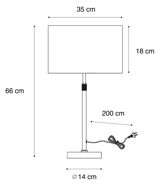 Stolová lampa čierna s plyšovým tienidlom bronz 35 cm - Parte